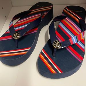 Tory Burch Wedge Flip Flops- size 8
